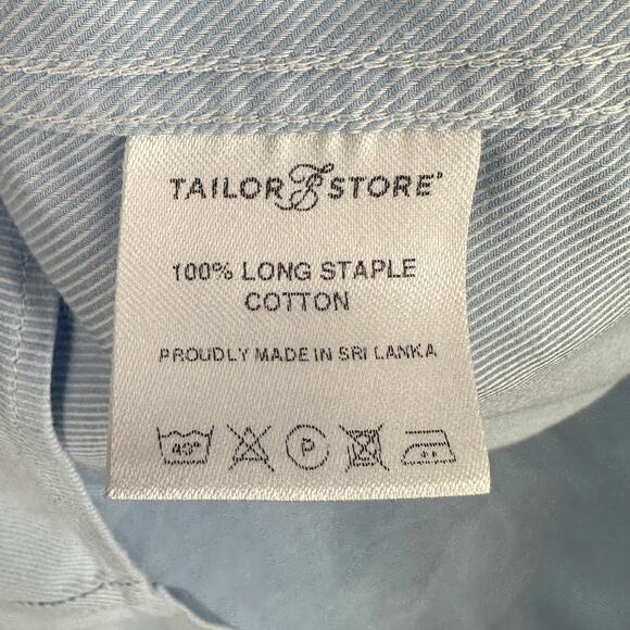 TAILOR STORE Light Blue Fitted Contemporary Long Sleeve Button-Down Shirt Medium - Picture 4 of 7